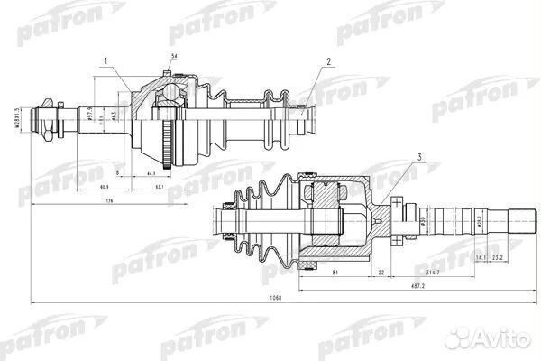 Patron PDS0129 Полуось прав peugeot J5 citroen C25
