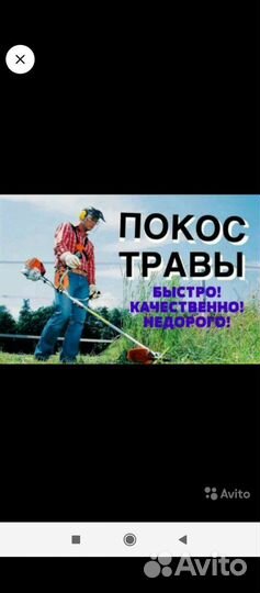 Покос травы триммером