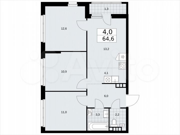 4-к. квартира, 64,6 м², 8/14 эт.