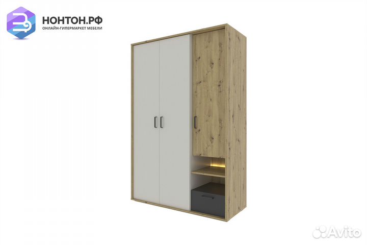 Шкаф 3-х створчатый kubo шк-130 артизан / чёрный