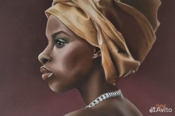 Картина сухой пастелью Африканская девушка