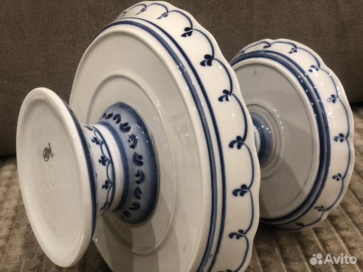 Гжель фарфор двухярусная этажерка