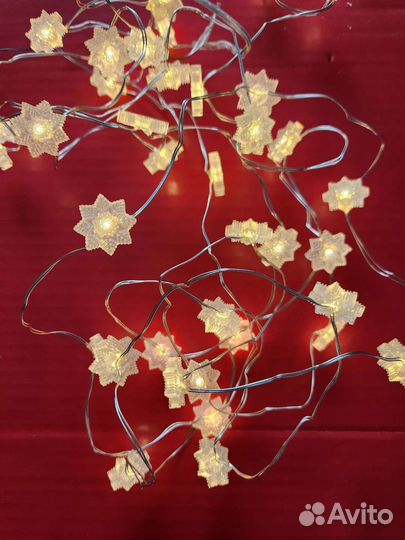 Строла Гирлянда 40 светодиодов снежинка IKEA новая