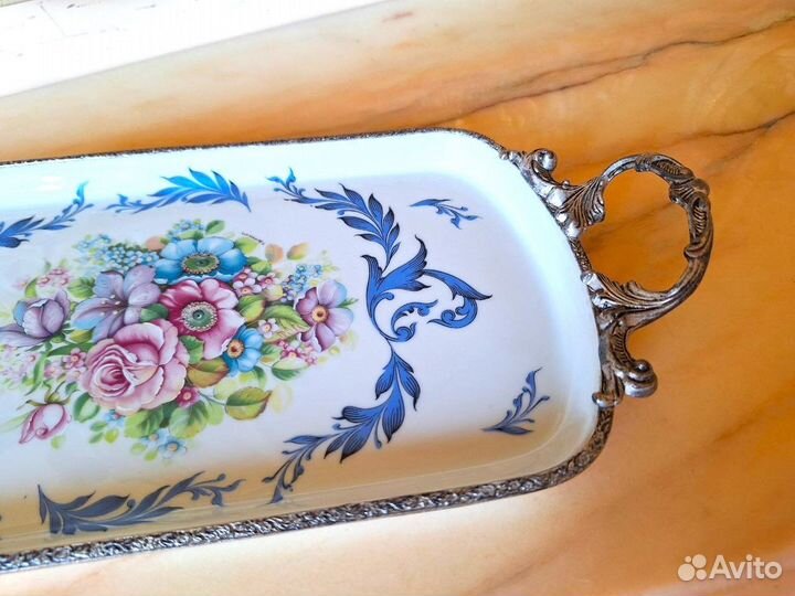 Поднос фарфоровый блюдо Limoges Франция винтаж