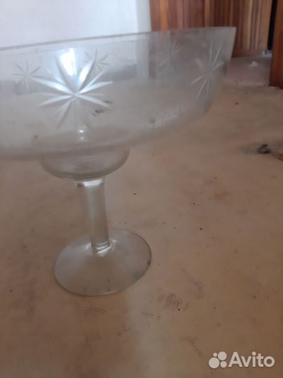 Ваза для фруктов на ножке стекло СССР