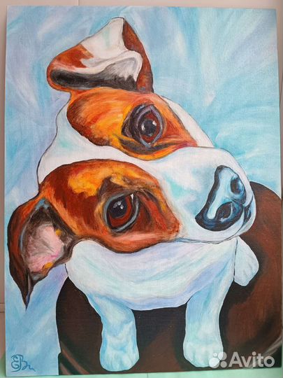Картина маслом на холсте Джек-рассел-терьер