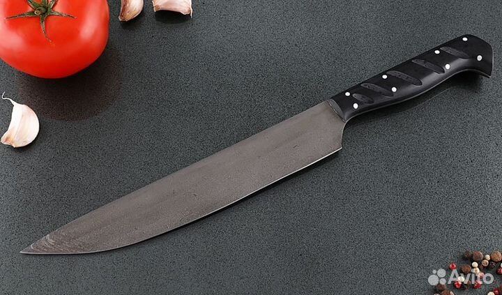 Нож Шеф №1 сталь Х12мф, рукоять черный акрил