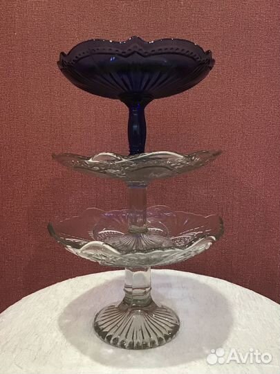 Вазы на ножке дхз стекло старинное