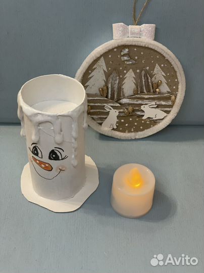 Новогодние сувениры поделки подсвечник и шар