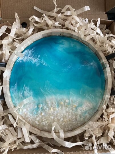 Поднос деревянный с эпоксидной смолой 