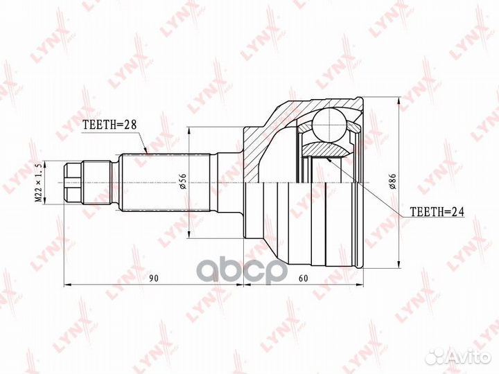 Шрус наружный перед прав/лев CO4400 lynxauto