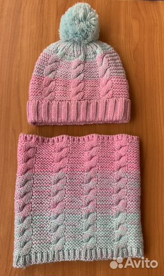 Шапка+снуд для девочки, осень- зима, 52-54