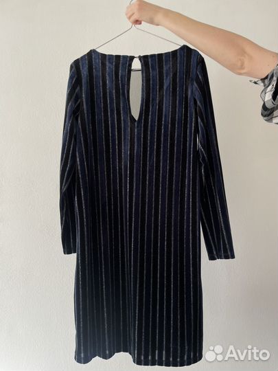 Бархатное платье с сеточкой синее винтаж