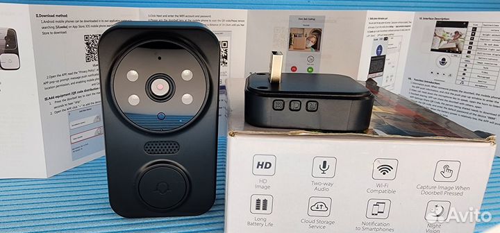 Видео звонок с камерой Wi Fi+микрофон Видеодомофон