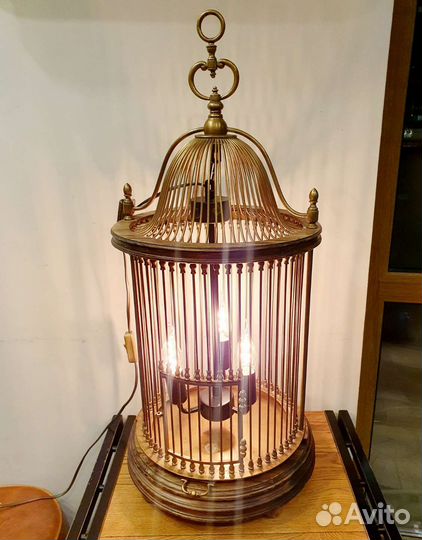 Большая бронзовая клетка-светильник