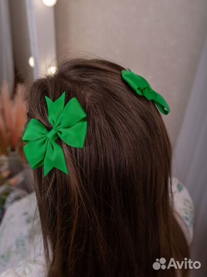 Атласный бант для волос на заколке, 2 шт