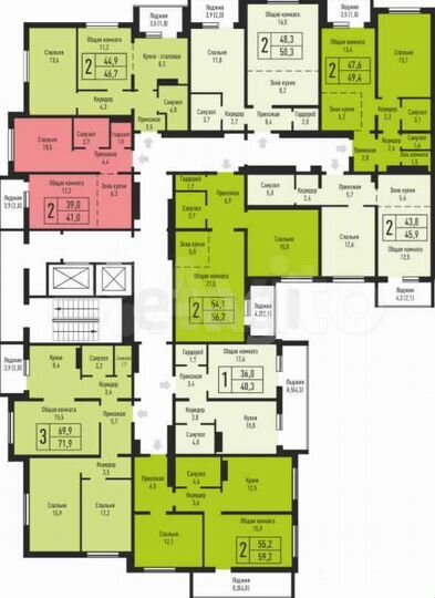 2-к. квартира, 49,4 м², 4/16 эт.