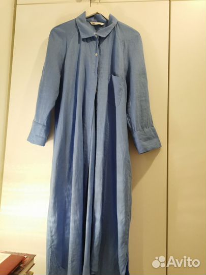 Платье рубашка zara лен