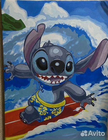 Раскрашенная картина по номерам 40х50 Стич