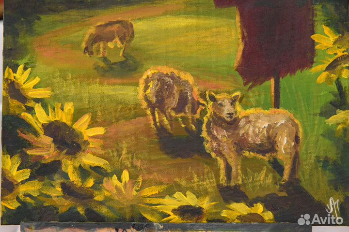 Интерьерная картина - Вечер в деревне