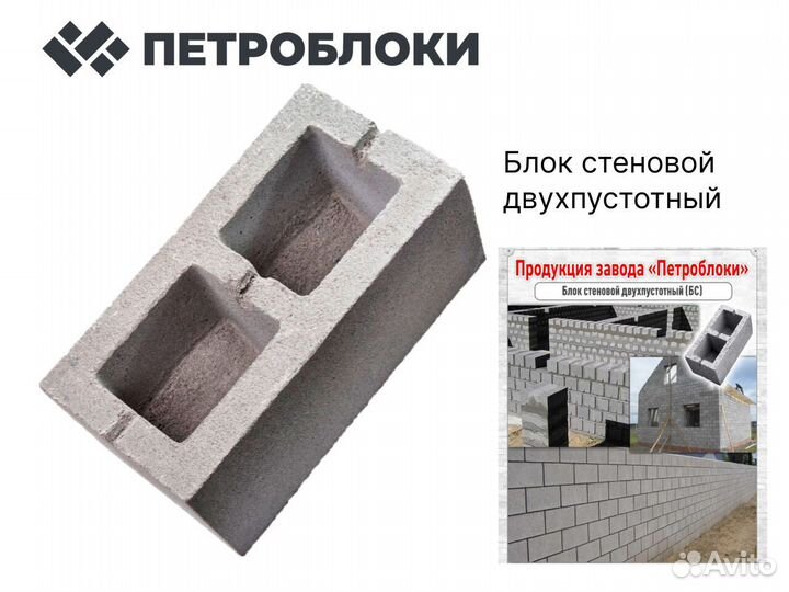 Блок стеновой двухпустотный Строительные блоки