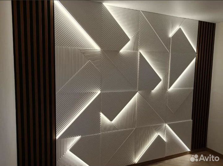 3D гипсовые панели с подсветкой
