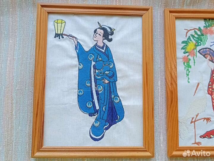 Картина вышивка гладью, ручная работа