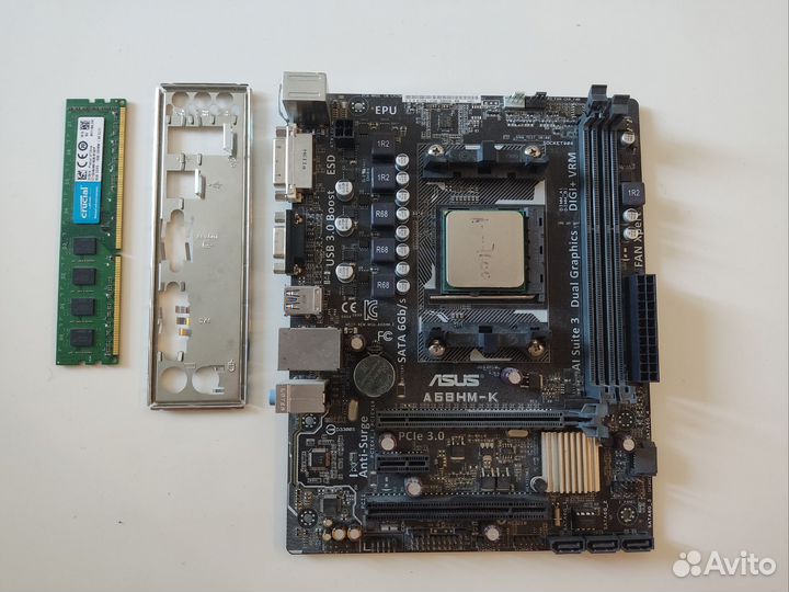 Материнская плата AM3 asus a68hm-k, озу, процессор