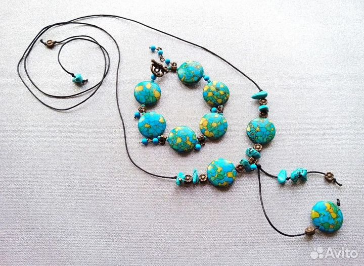 Бирюзовое наваждение Колье браслет Бирюза Варисцит