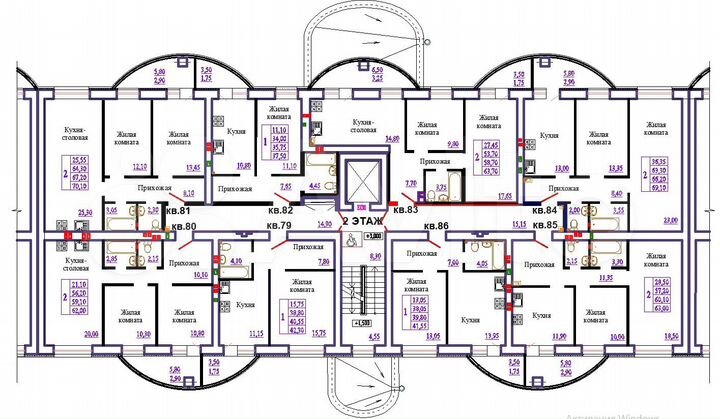 2-к. квартира, 70,1 м², 2/9 эт.