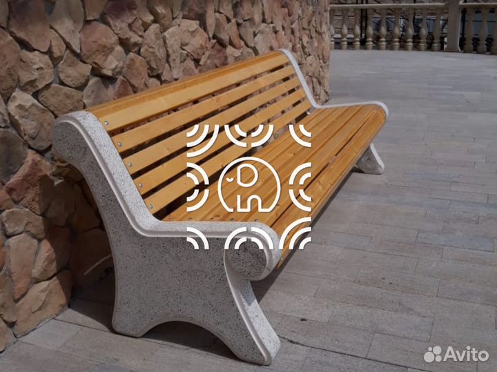 Лавочка из бетона классик напрямую от слон декор