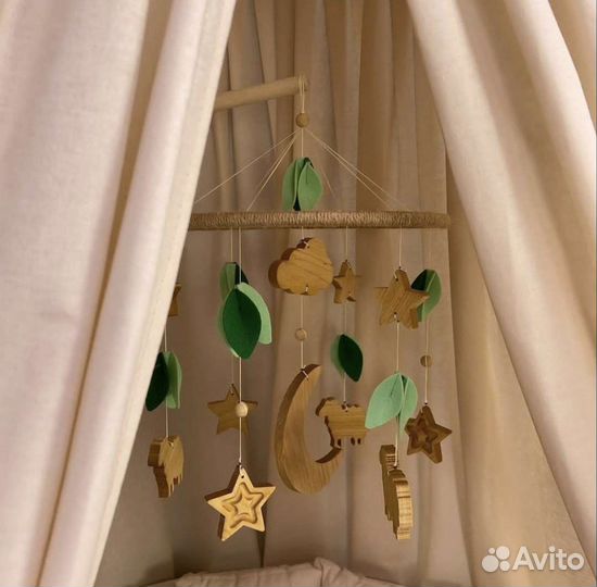 Деревянный Мобиль с держателем