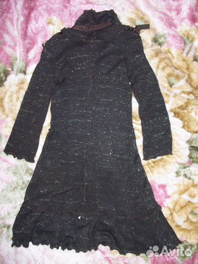 Платье кардиган коричневый, акрил+эластен