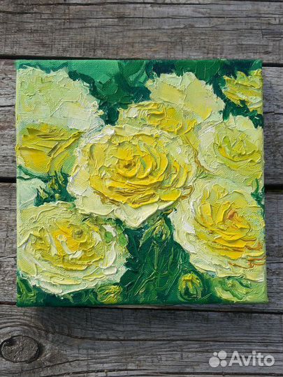 Картина текстурная маслом на холсте розы