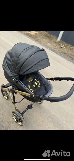 Коляска Baby Merc Zipy Q черная кожа 3 в 1