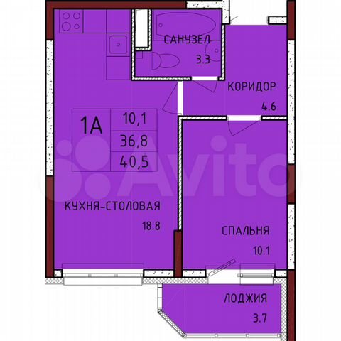 1-к. квартира, 40,5 м², 8/17 эт.