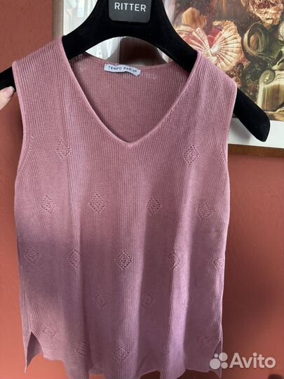 Розовая майка из шелка Tempo Paris