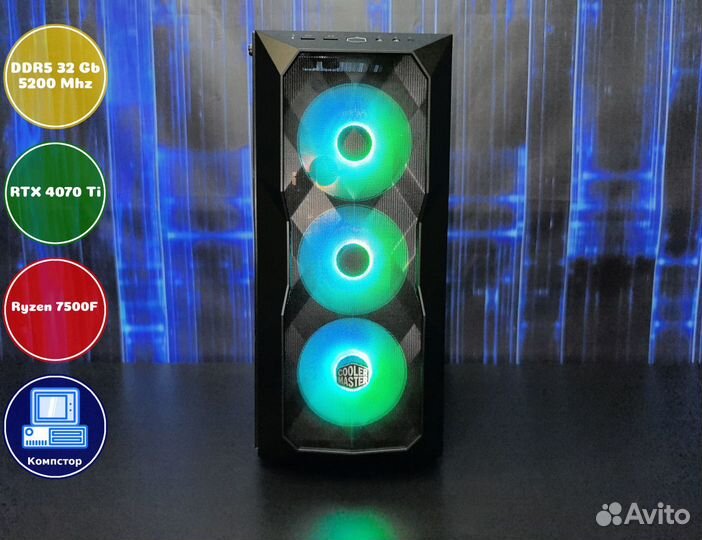 Мощный пк 2024 AMD7500F-RTX4070Ti-32DDR5-ISF65-A620