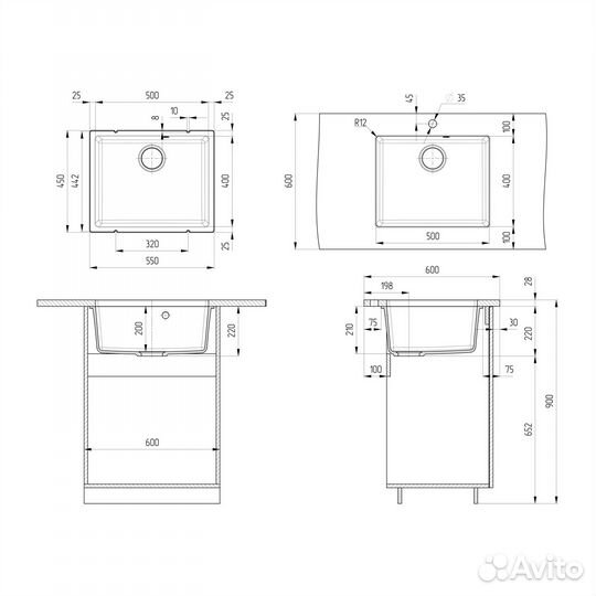 Кухонная мойка Ulgran Quartz Under 500-03, десерт