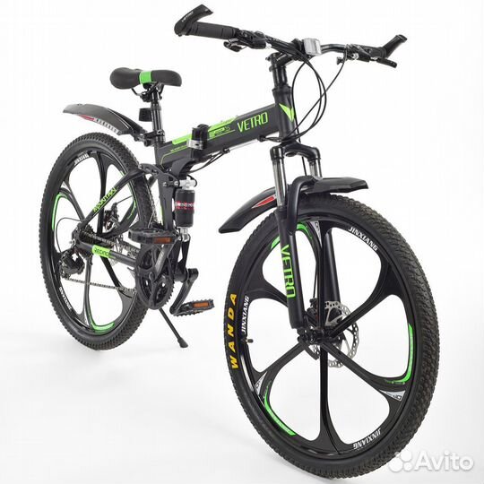Велосипед vetro titan 2024 черный-зеленый