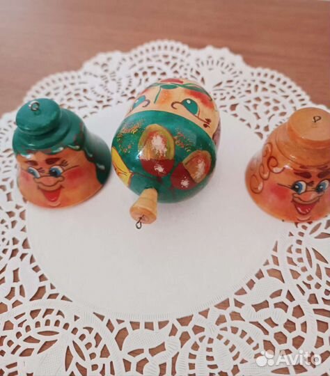 Колокольчики деревянные расписные.Сувениры