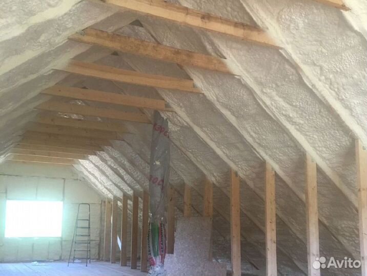 Утепление потолка пенополиуретаном от 100 м.кв