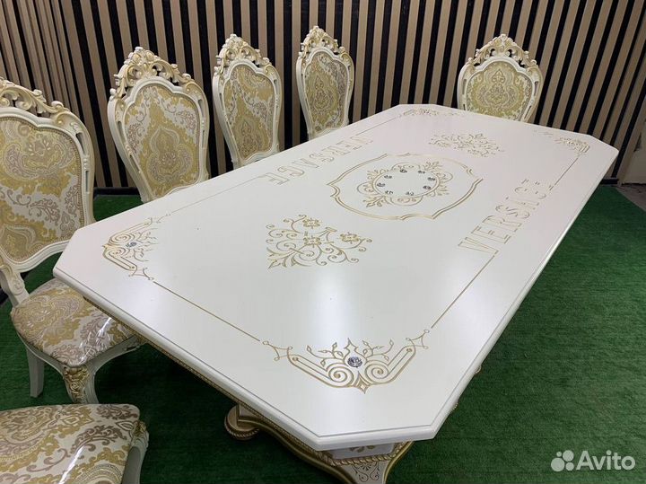 Стол Голд Мраморный и стулья