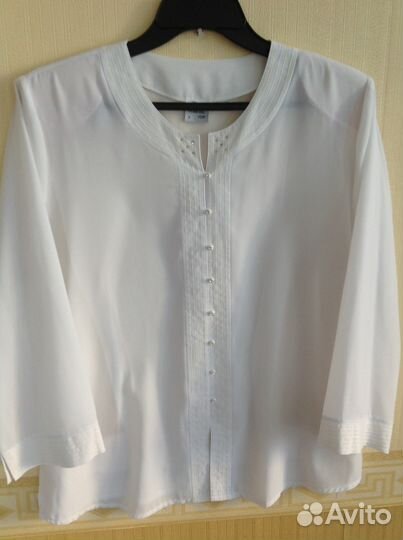 Продам белую шифоновую блузку, размер XL, Турция