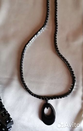 Гематит колье и браслет, бижутерия