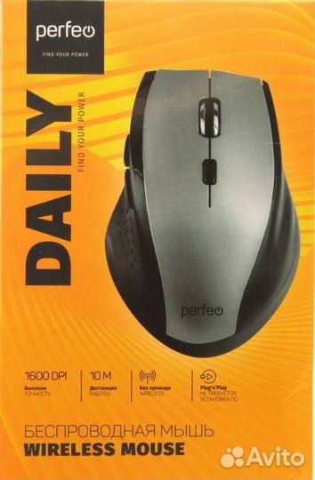 Мышь беспроводная Perfeo daily 6 кн, DPI 800-1600