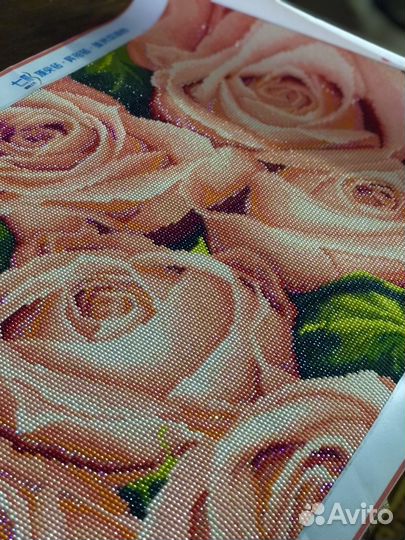Алмазная вышивка, готовая картина из страз, розы