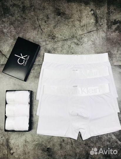 Трусы мужские белые calvin klein боксеры арт.1078