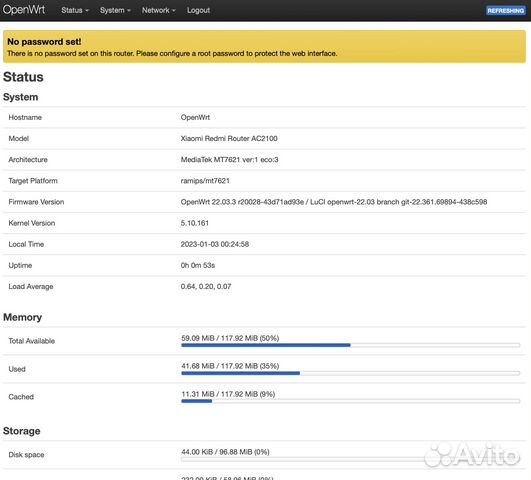 Wi-Fi Роутер Redmi Router AC2100, openwrt