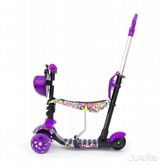 Самокат толокар 3-х колёсный с родительской ручкой